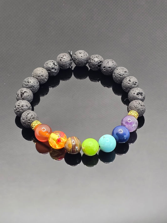 Chakra Bracelet with Lava Stones